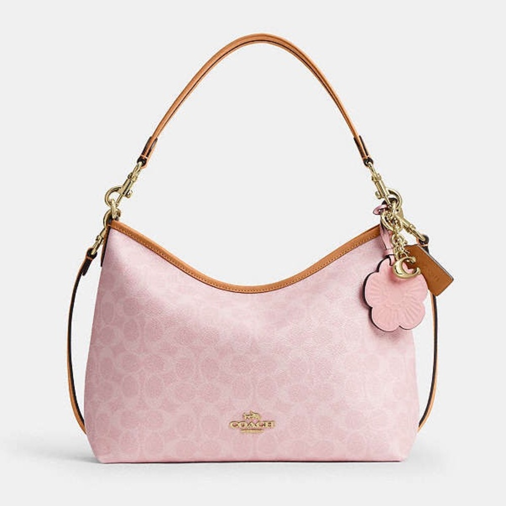 Coach Signature Canvas Laurel Shoulder Bag in Powder Pink